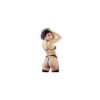 Ensemble trois pièces avec soutien-gorge fendu, porte-jarretelles et string noir 
